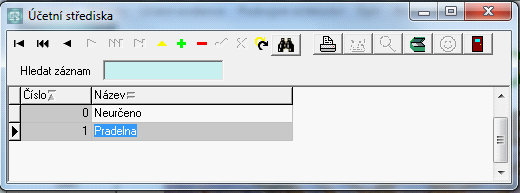 50 4. výber údaju - v tabulce není funkcní výber údaju. 7.1.10 Úcetní strediska Můžete si zavést účetní střediska a účtovat na střediska.
