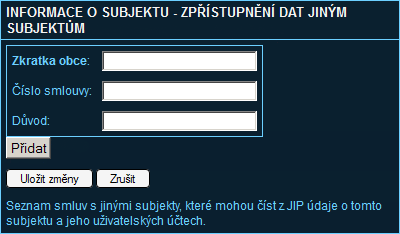 3.4.4 Čtení údajů jiného subjektu Pomocí funkcionality Čtení údajů jiného subjektu může subjekt zpřístupnit své údaje, uživatele, pracoviště, složky krizového řízení a zřizované organizace jiným