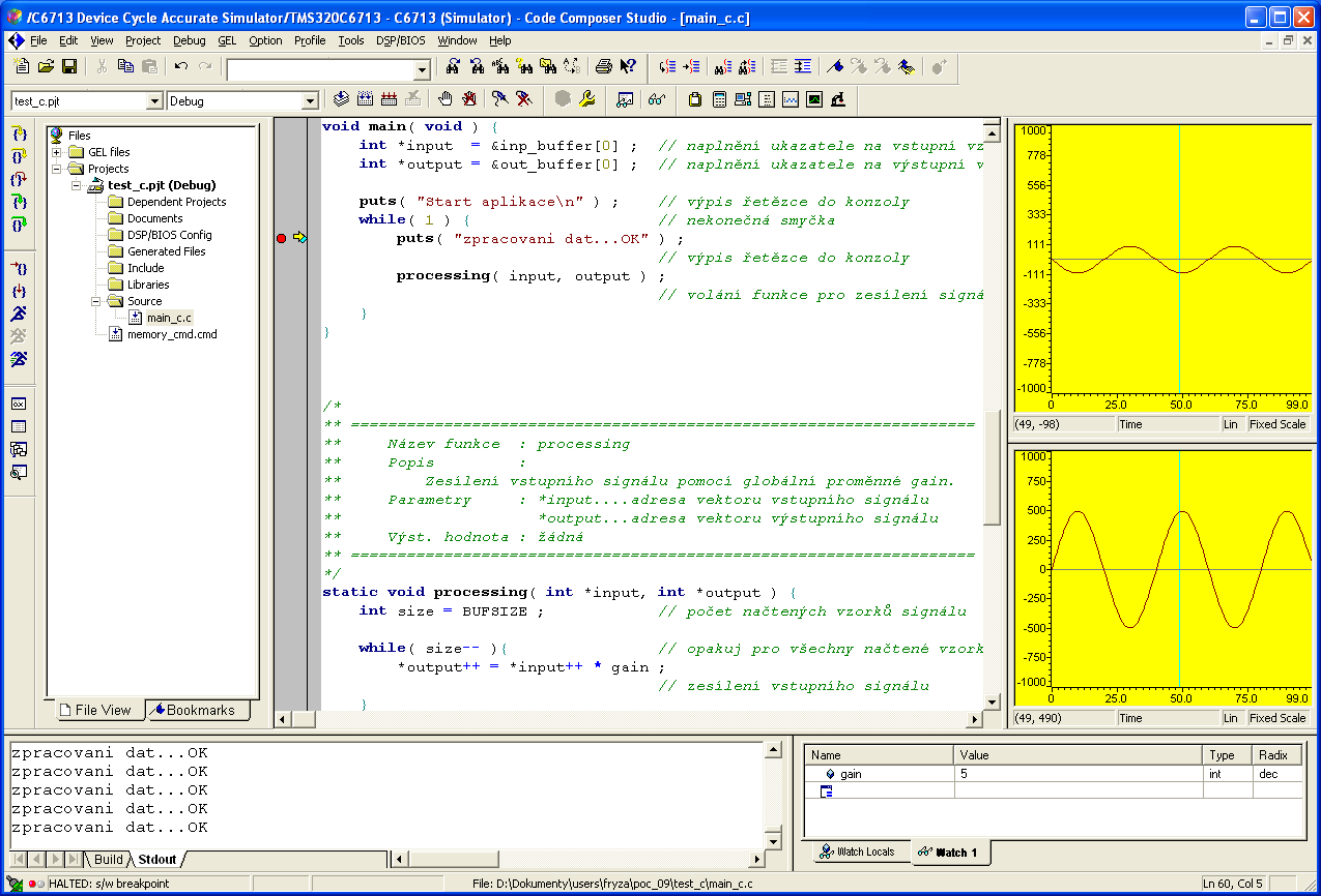 50 Mikroprocesorová technika a embedded systémy Obrázek 9.2: Vývojové prostředí Code Composer Studio firmy Texas Instruments. Bod 2.