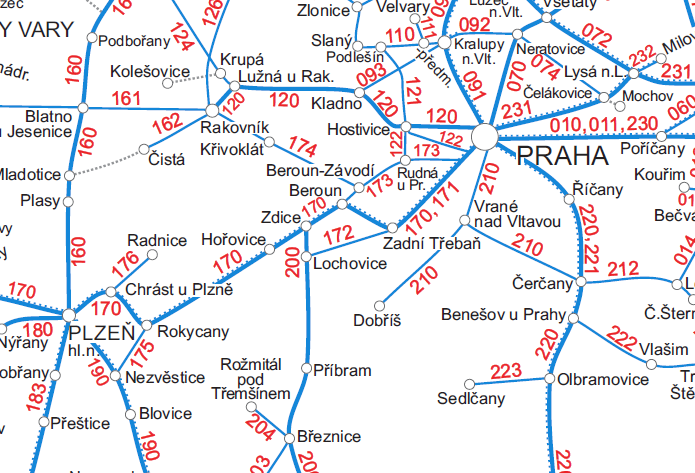 špičce v současné době cca 91,7% (zdroj: SŽDC), a to zejména v úseku Beroun - Praha.