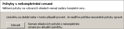 7.3 UZÁVĚRKA SKLADU ZA OBDOBÍ V kap. Uzávěrka skladu k datu - ocenění skladových pohybů jsme si předvedli, jakým způsobem provádět běžné skladové uzávěrky v průběhu účetního období.