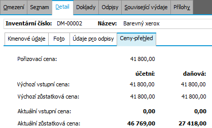 Podrobněji viz help, kap. Vyřazení majetku z evidence a kap. Doklady Vyřazení majetku (VYR). T E S T Otázka 1 : Ověříme si, jak se vyřazení promítlo do informací o zůstatkových cenách na kartě.