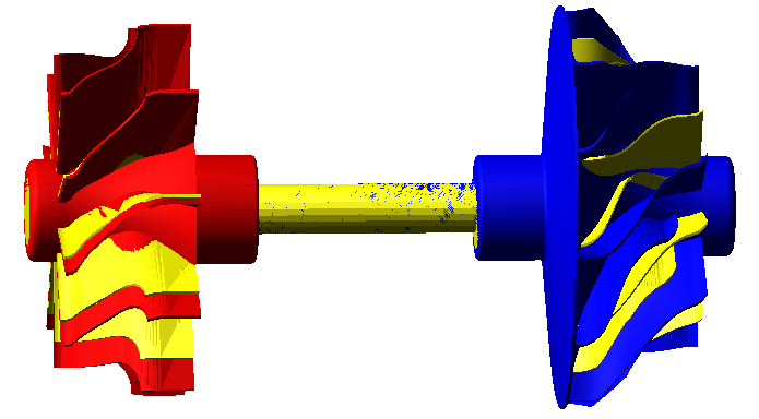 ZÁVĚR 7 ANALÝZA ROTORU TURBODMYCHADLA 7.1 MODÁLNÍ ANALÝZA Jako první byla provedena modální analýza zkoumaného rotoru turbodmychadla při nulových otáčkách.