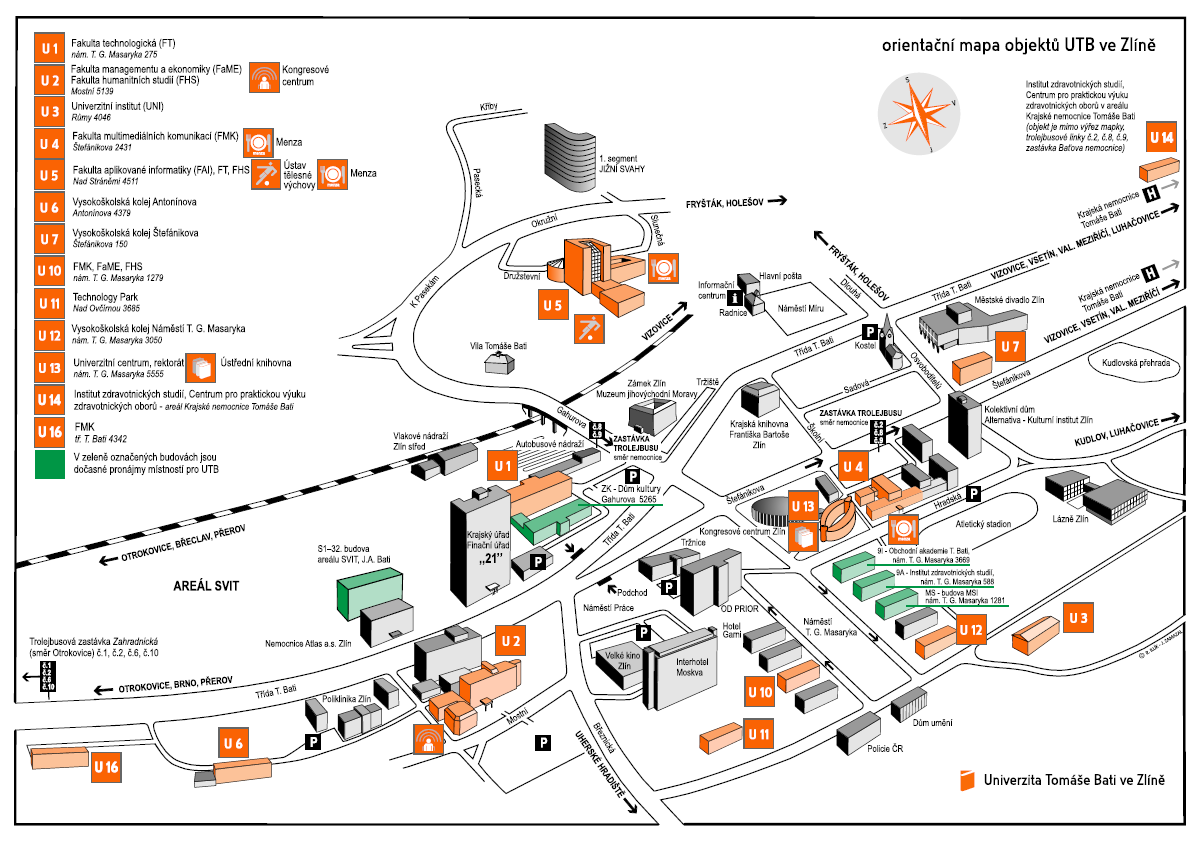 UTB ve Zlíně orientační mapa objektů UTB ve Zlíně Univerzita