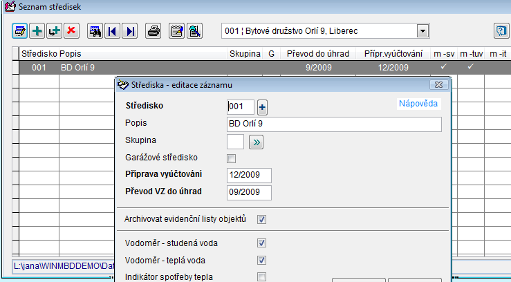 Střediska Číslo bytu se skládá ze střediska 3 místa, vchodu 4 místa, bytu 3 místa xxx/xxxx/xxx toto jedinečné