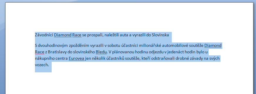 podkarta KONTROLA PRAVOPISU TEZAURUS - Nalezení podobného slova 1. Klik na vybrané slovo 2. TEZAURUS ze sloupečku vlevo vybereme vhodné slovo 3. Klik na šipku 4.