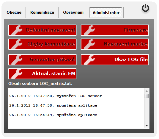 Administrator Pod záložkou Administrator nalezneme především funkce a nástroje, sloužící výrobcům a implementačním partnerům, tyto funkce jsou pro běžné užívání uzamčeny (viz. Obr. 3).