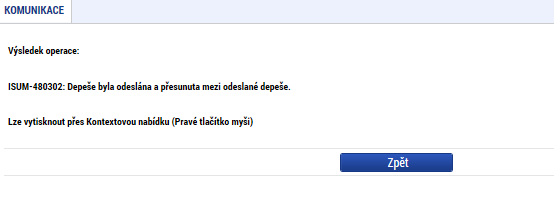 Po zvolení příslušného adresáta se konkrétní uživatel zobrazí v dolní části obrazovky v seznamu adresátů.