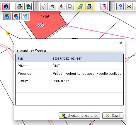 26 16.1.3. Informace o jiných prvcích Pomocí nástroje získáte také informaci o jiných prvcích než jsou parcely a budovy z katastru, např.