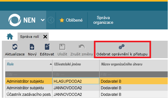 d. Právo i na podřízené útvary volbou stanovíte, zda bude role a oprávnění z ní plynoucí vztahována pouze ke zvolenému útvaru nebo i jemu podřízeným organizačním útvarům; e.