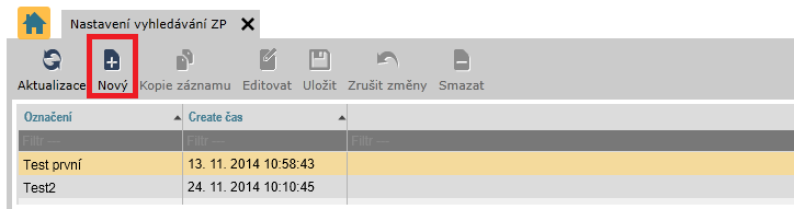 Výsledek vyhledávání ze všech přednastavených sestav se zobrazuje na jednom formuláři Monitoring zadávacích postupů. Postup pro nastavení vyhledávání zadávacích postupů 1.