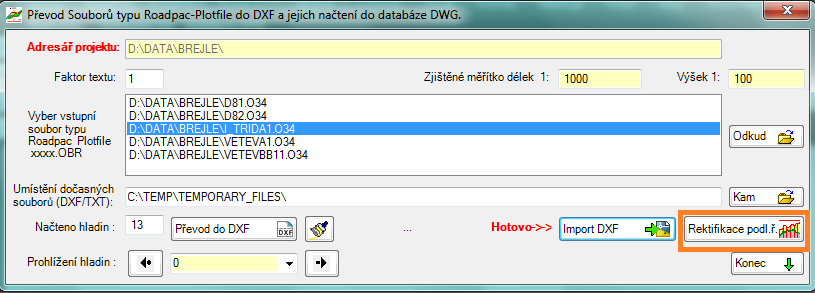 příslušenství do souboru XML (šestá funkce zleva) se pak provede se souřadnicemi. Osmá funkce zleva slouží k zápisu svislého dopravního značení do souboru XML.