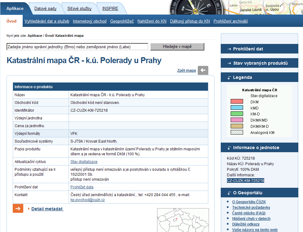 Metadata o jednotlivých