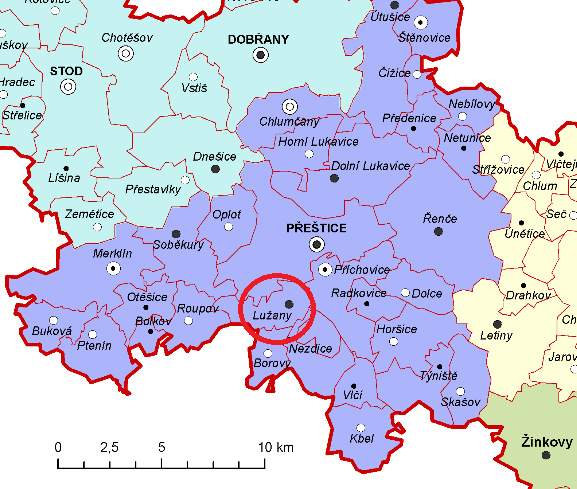 2 POPIS LOKALITY 2.1 OBEC LUŢANY Výzkum probíhal na rybníku v obci Luţany (49 32 s. š., 13 18 v. d), která leţí 25 km jiţně od Plzně, v nadmořské výšce 358 m.