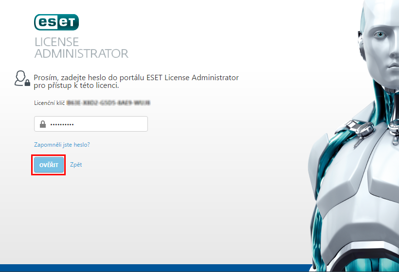 3. Vlastník licence V horní části stránky ESET License Administrator se nachází sekce pro Vlastníka licence, ve které můžete: Přihlásit si do portálu jako vlastník licence prostřednictvím licenčního