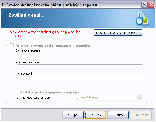 Pokud si budete přát odeslat report nebo notifikaci o vytvoření e-mailem, zaškrtněte políčko Po vygenerování zaslat upozornění e-mailem.