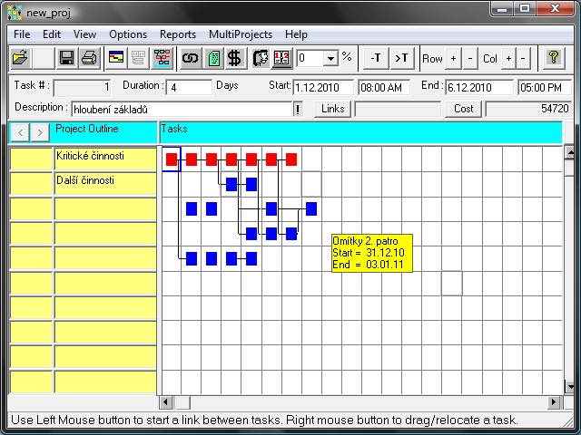 první pohled patrné, jedná se poměrně jednoduší a možná i méně přehledné pracovní prostředí v porovnání s programem MS Project.