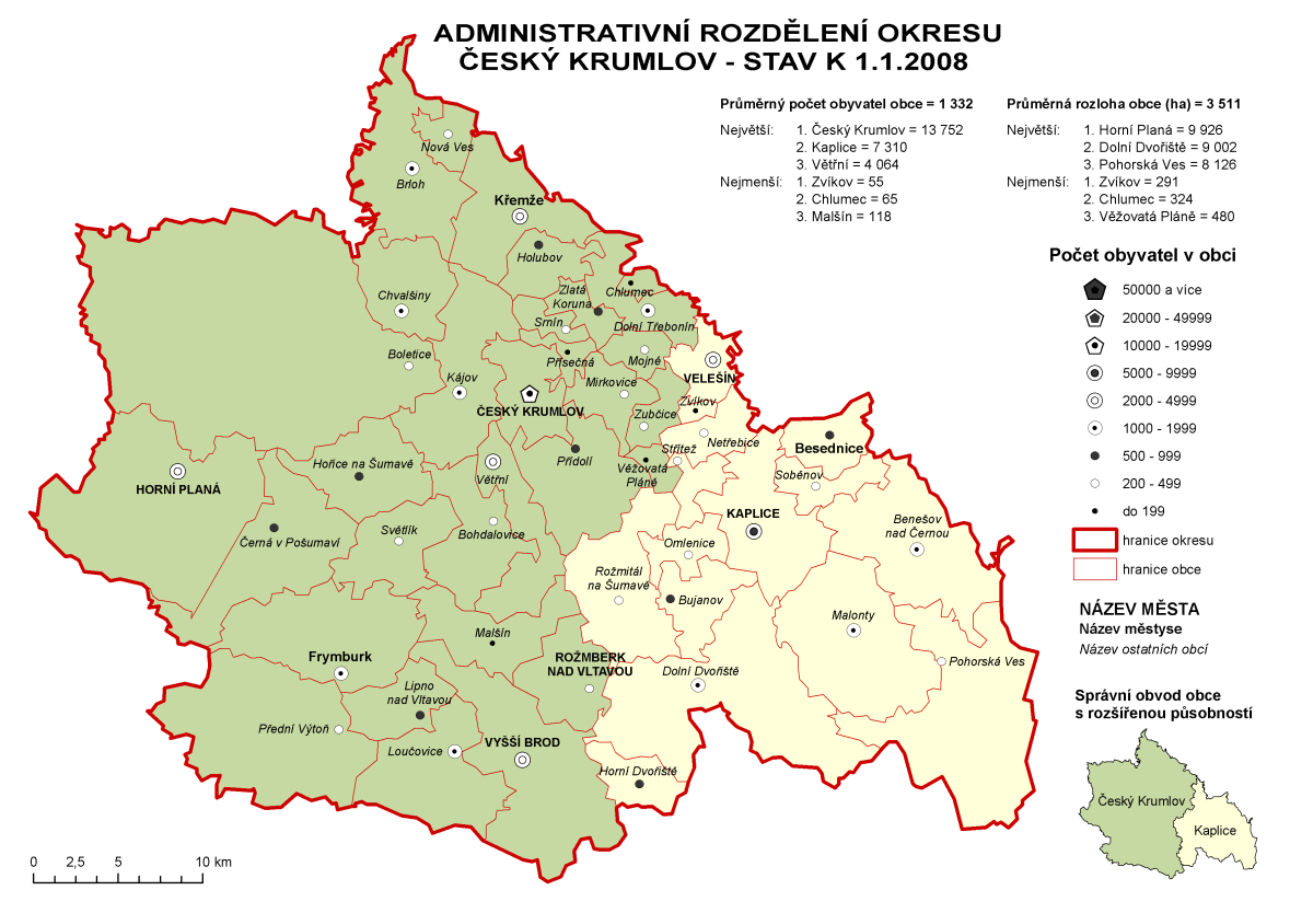 4.4. Charakteristika okresu Český Krumlov Okres Český Krumlov je typicky příhraničním regionem, který leží v nejjižnějším cípu České republiky.