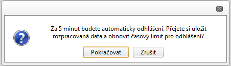 , že každou aktivitou ze strany uživatele (kliknutí na některou záložku nebo vyplnění a uložení pole) se tento čas opět obnovuje.