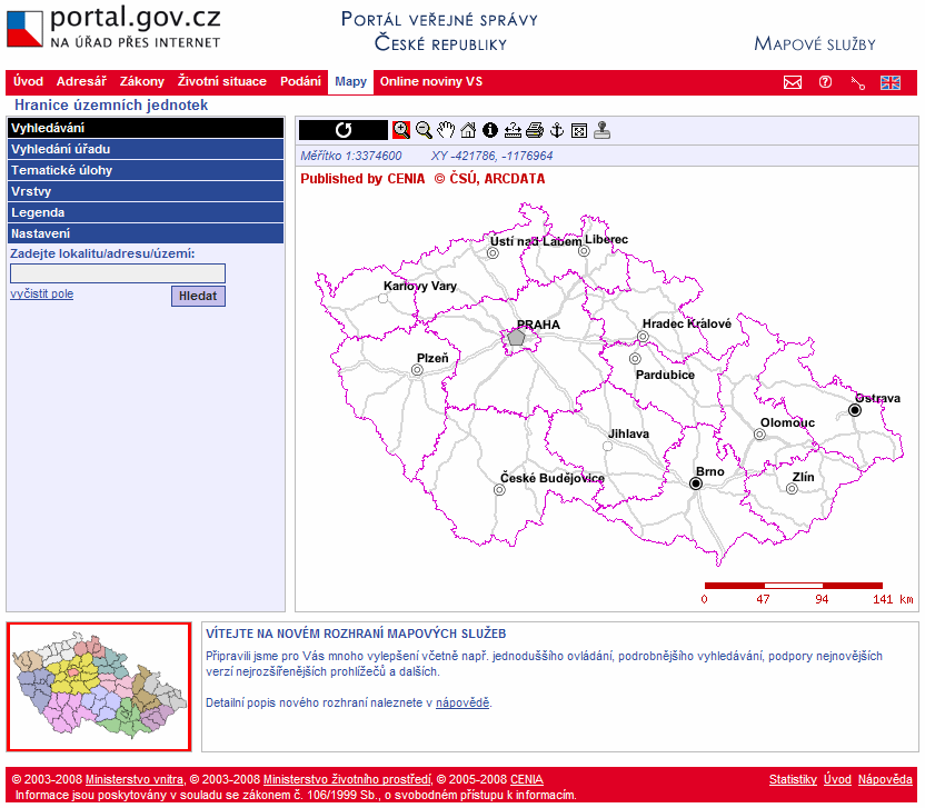 Mapové služby PVS Propojeny s Adresářem, Životními situacemi, Zákony