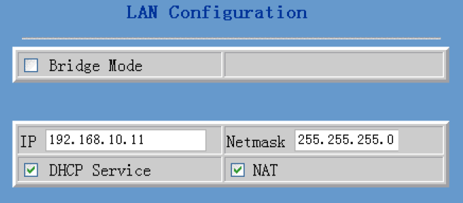 5.3.2 Místní síť (LAN) Na této stránce může provést nastavení místní sítě (LAN); pokud je nastaven bridge mode, nebudou nastavení místní sítě fungovat.
