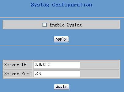 Name Number Address Název seznamu nebo jmen osob; Telefonní číslo Domácí adresa 5.9.3 Nastavení serveru Syslog Na této stránce může uživatel nastavit Syslog Server.