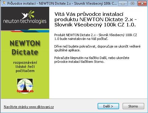 3.2.5 Instalace slovníků Slovníky programu NEWTON Dictate jsou dodávány ve formě samostatných instalačních balíčků.