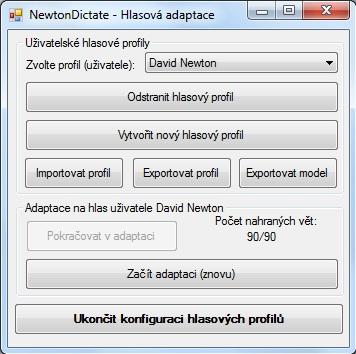 Poté můţete buď pokračovat v adaptaci (tlačítko Pokračovat v adaptaci), byla-li adaptace jiţ započata někdy v minulosti, nebo adaptaci zahájit či znovu zopakovat stisknutím tlačítka.