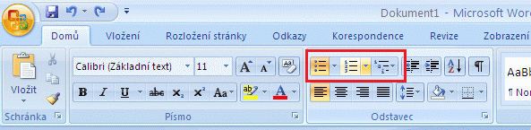 Odrážky, číslování a seznamy Seznamy se v dokumentech vyskytují docela často. Jsou důležitou součástí dokumentu.