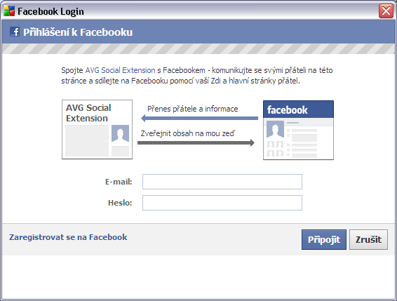 9.1.10. Facebook Tlačítko Facebook umožňuje připojení k sociální síti Facebook přímo z prostředí AVG Security Toolbaru.
