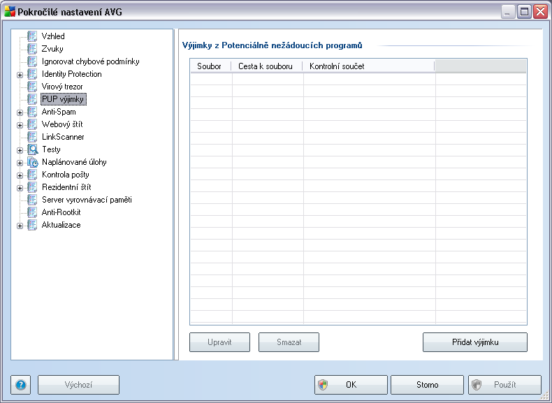 10.5. PUP výjimky AVG 9 Anti-Virus má schopnost analyzovat spustitelné programy, případně DLL knihovny, a určit, které z nich by mohly být nežádoucí (např. spyware).