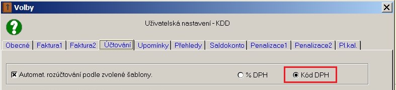 Nastavení pr rzúčtvání v úlhách Pkladna a Kniha vydaných faktur 7.