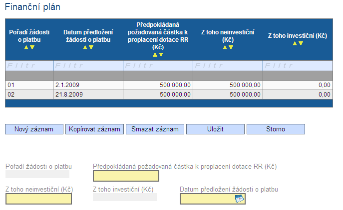 7.21 Prioritní téma Na této záložce nejdříve vyhledá žadatel pomocí Filtru v poli Výběr hospodářské činnosti kategorii z OKEČ (Odvětvová klasifikace ekonomických činností), která nejvíce odpovídá