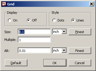 Vybrané problémy konstrukce elektronických přístrojů pro integrovanou výuku VUT a VŠB-TUO 21 Obr. 4.2 Menu příkazu Grid Důležité!