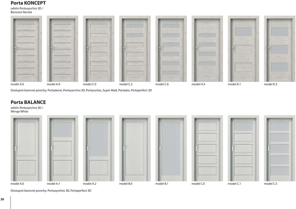 3 Dostupné barevné povrchy: Portadecor, Portasynchro 3D, Portacortex, Super Matt, Portadur, Portaperfect 3D