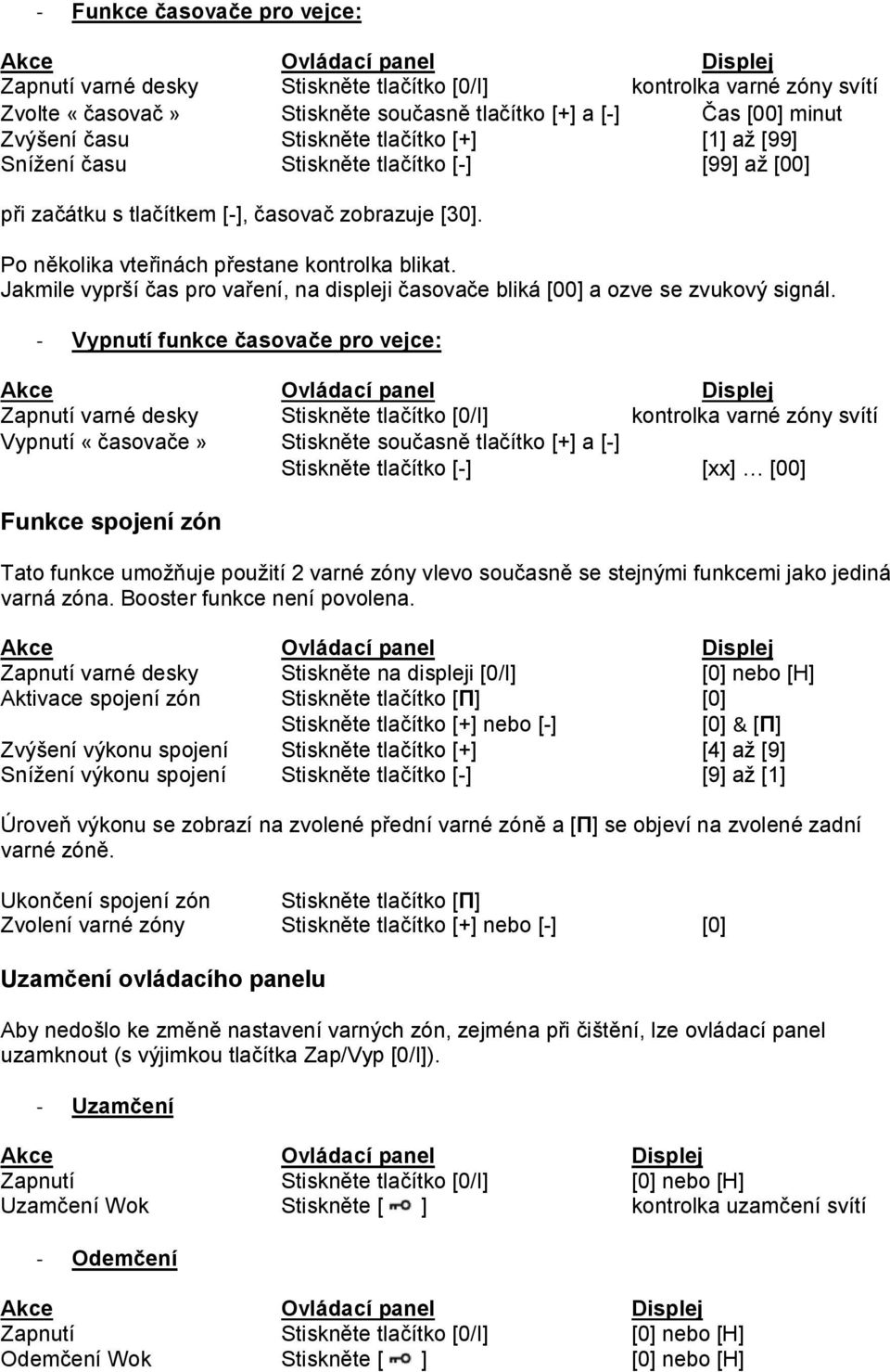 Jakmile vyprší čas pro vaření, na displeji časovače bliká [00] a ozve se zvukový signál.