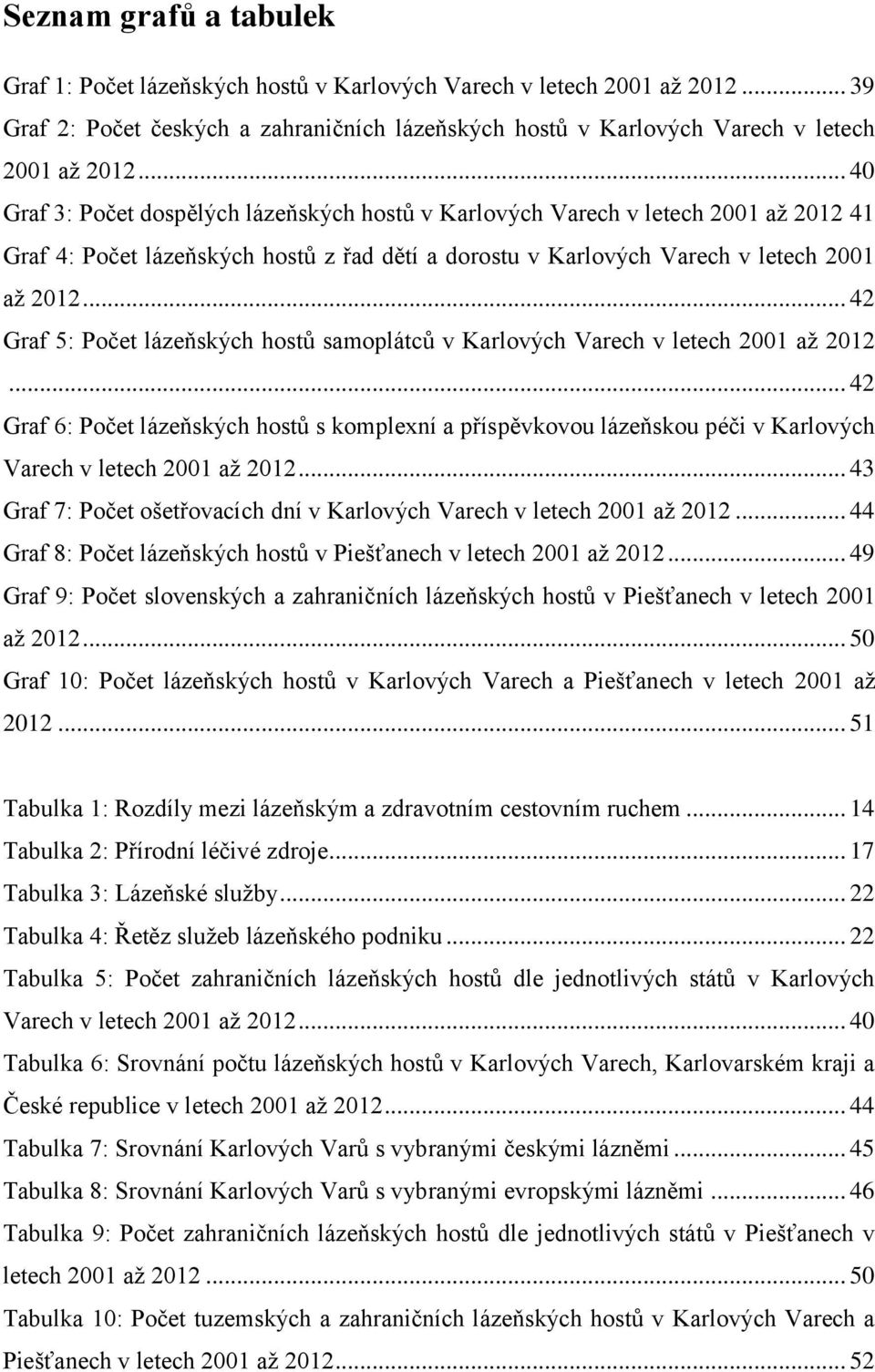 .. 42 Graf 5: Počet lázeňských hostů samoplátců v Karlových Varech v letech 2001 až 2012.