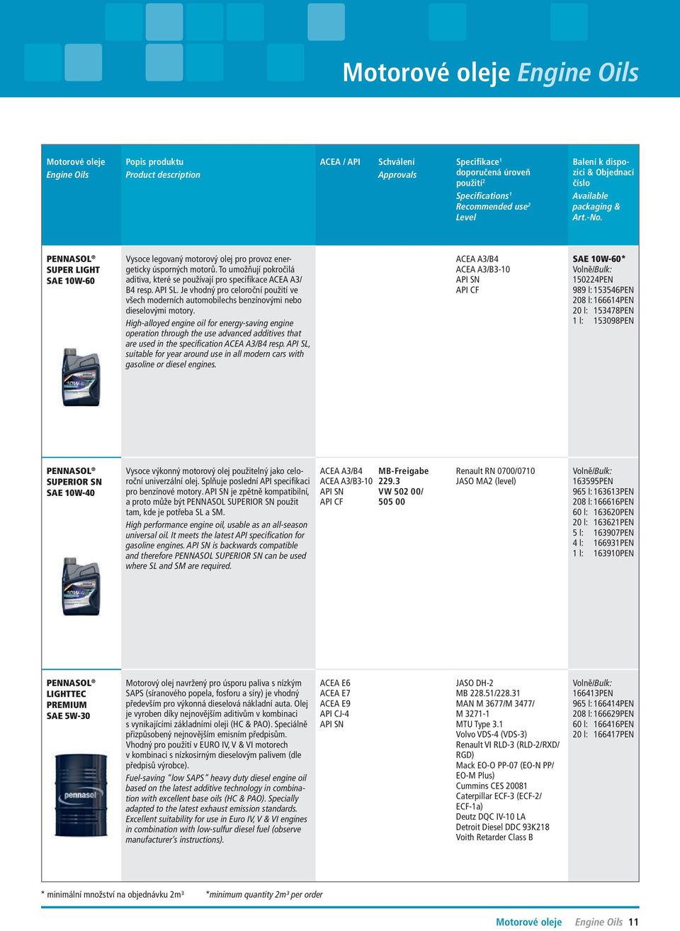 High-alloyed engine oil for energy-saving engine operation through the use advanced additives that are used in the specification ACEA A3/B4 resp.