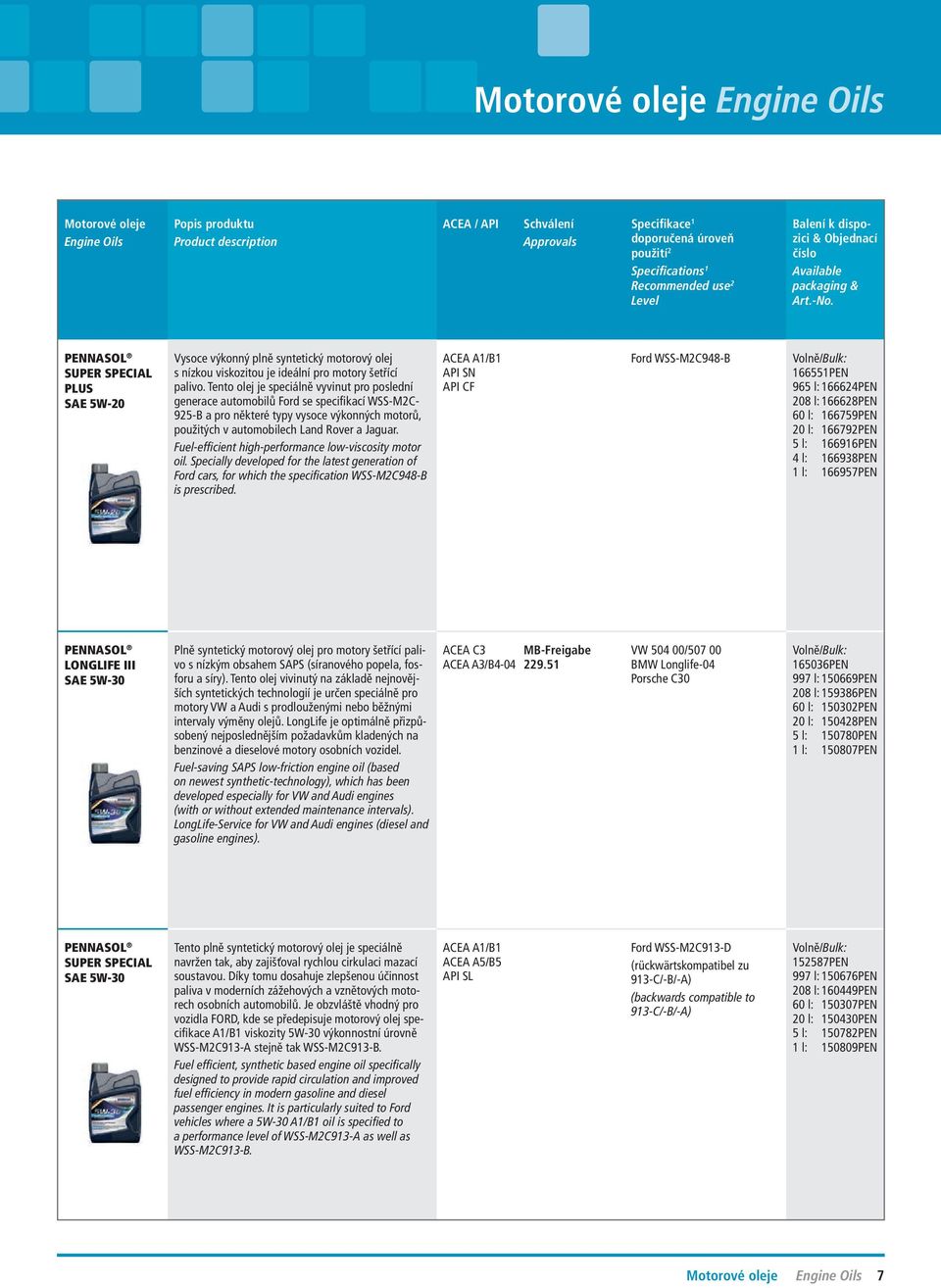 Fuel-efficient high-performance low-viscosity motor oil. Specially developed for the latest generation of Ford cars, for which the specification WSS-M2C948-B is prescribed.