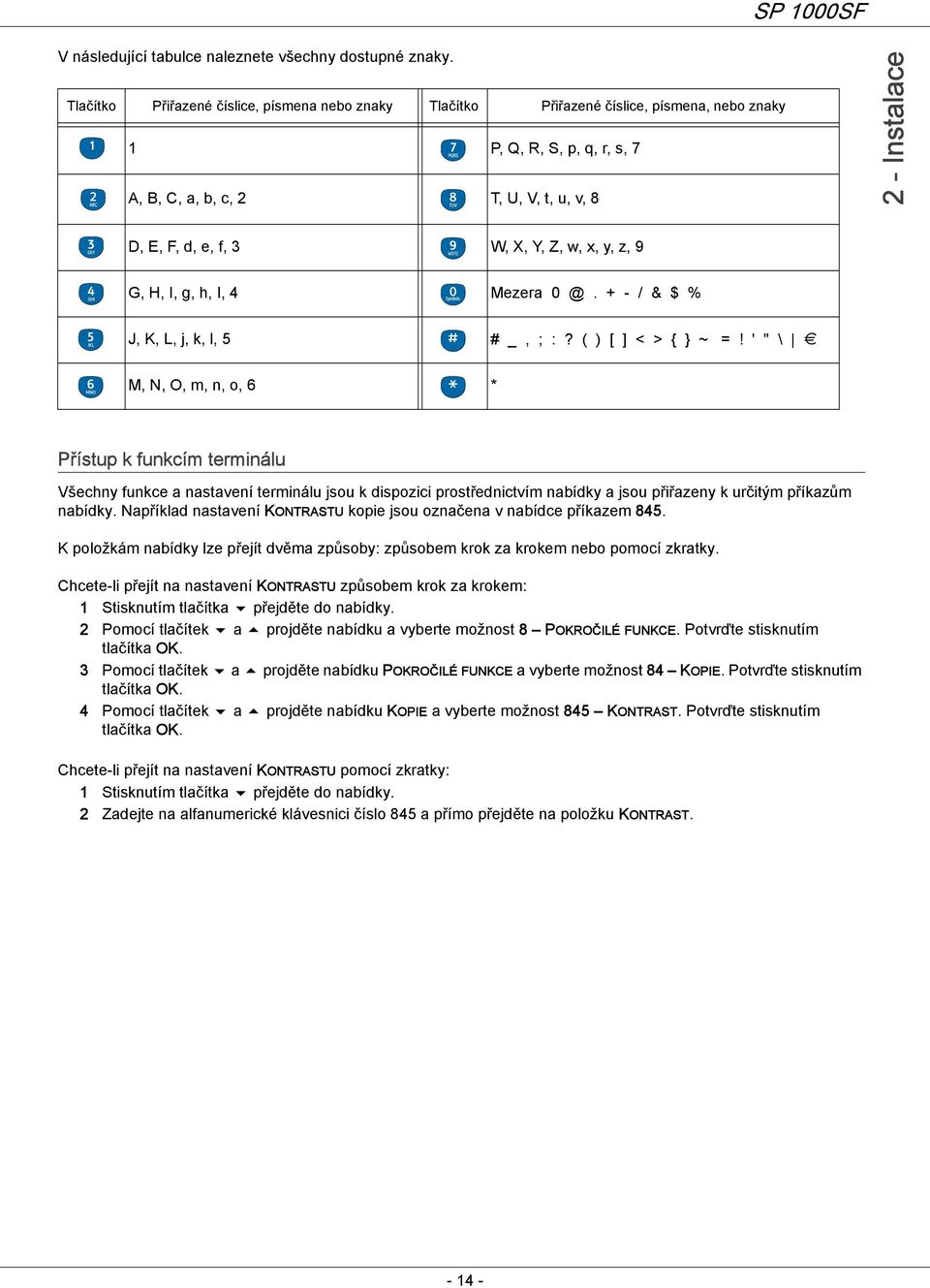 X, Y, Z, w, x, y, z, 9 G, H, I, g, h, I, 4 Mezera 0 @. + - / & $ % J, K, L, j, k, l, 5 # _, ; :? ( ) [ ] < > { } ~ =!