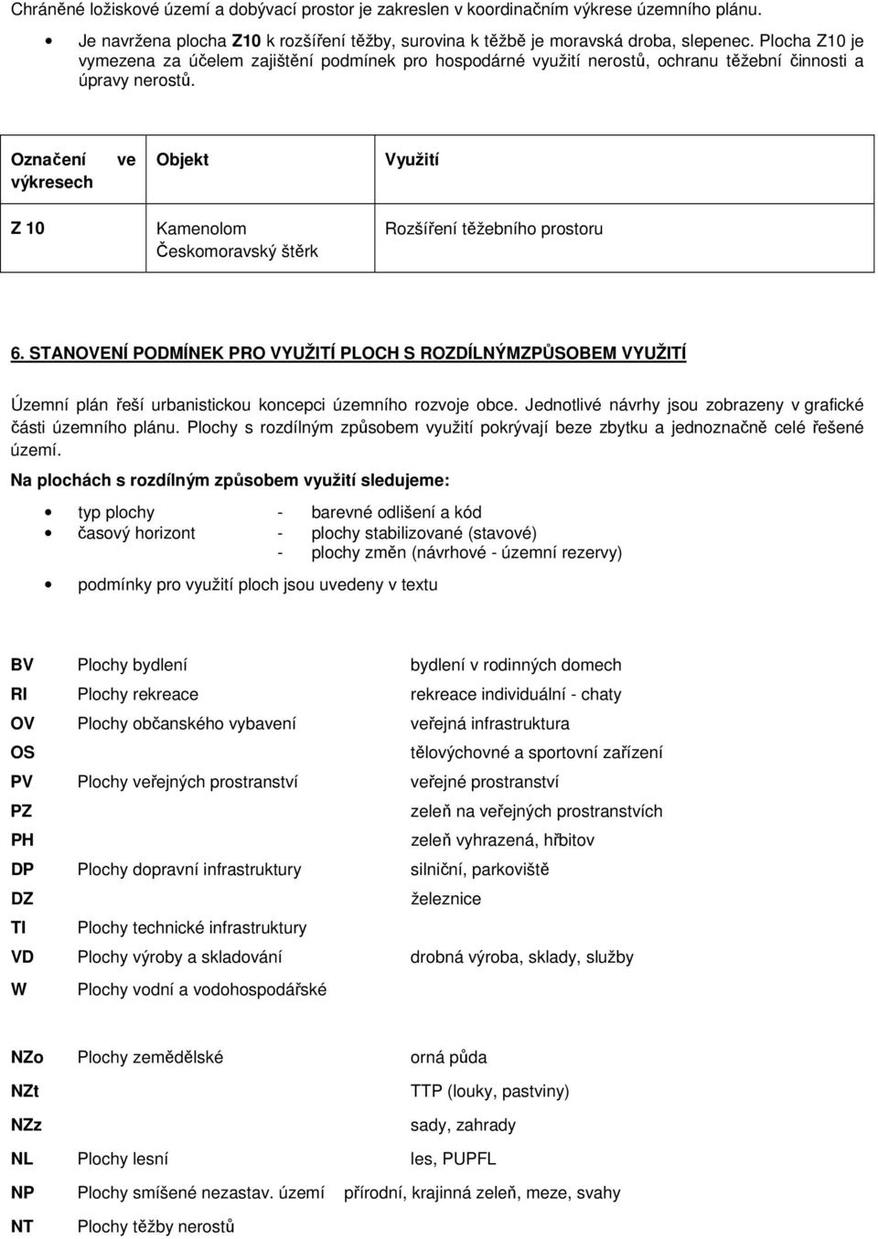 Označení výkresech ve Objekt Využití Z 10 Kamenolom Českomoravský štěrk Rozšíření těžebního prostoru 6.