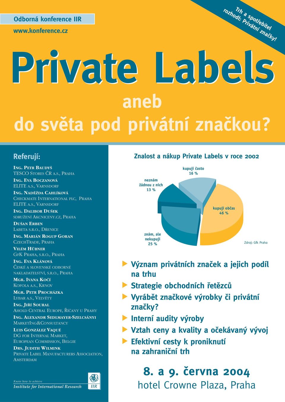 MARIÁN ROGUP GORAN CZECHTRADE, PRAHA VILÉM HÜBNER GFK PRAHA, S.R.O., PRAHA ING. EVA KLÁNOVÁ ČESKÉ A SLOVENSKÉ ODBORNÉ NAKLADATELSTVÍ, S.R.O., PRAHA MGR. IVANA KOČÍ KOFOLA A.S., KRNOV MGR.