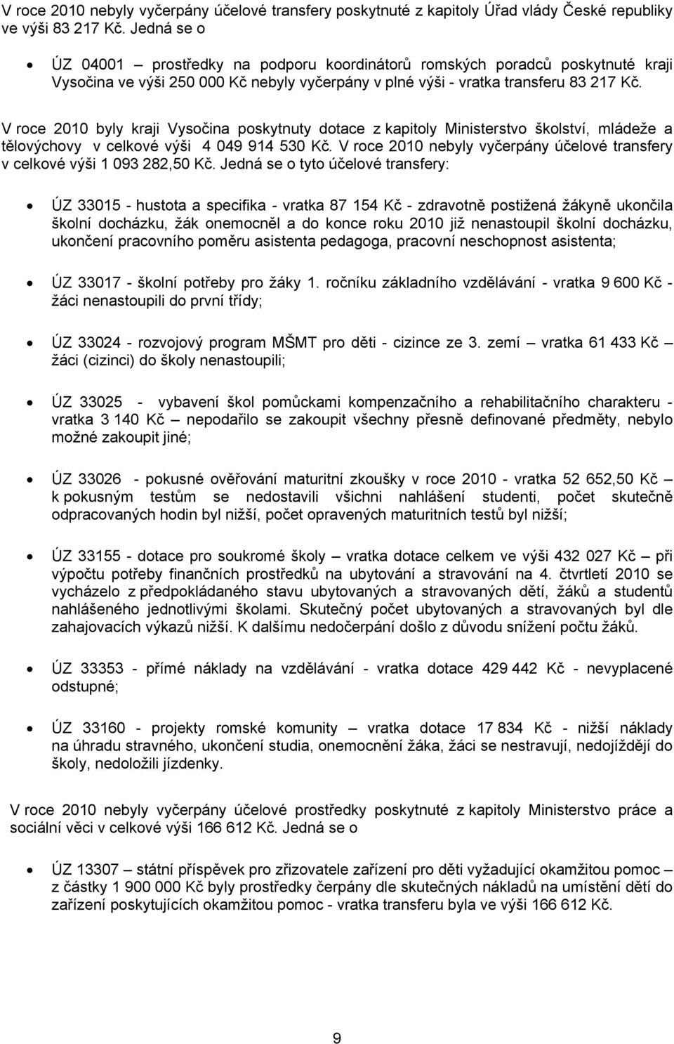 V roce 21 byly kraji Vysočina poskytnuty dotace z kapitoly Ministerstvo školství, mládeže a tělovýchovy v celkové výši 4 49 914 53 Kč.