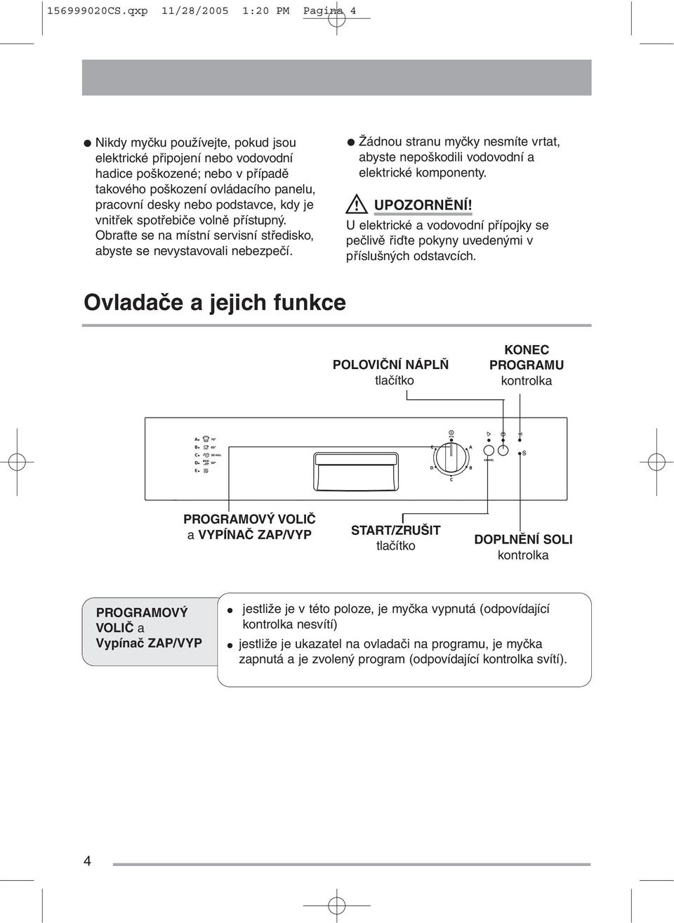 podstavce, kdy je vnitřek spotřebiče volně přístupný. Obraťte se na místní servisní středisko, abyste se nevystavovali nebezpečí.