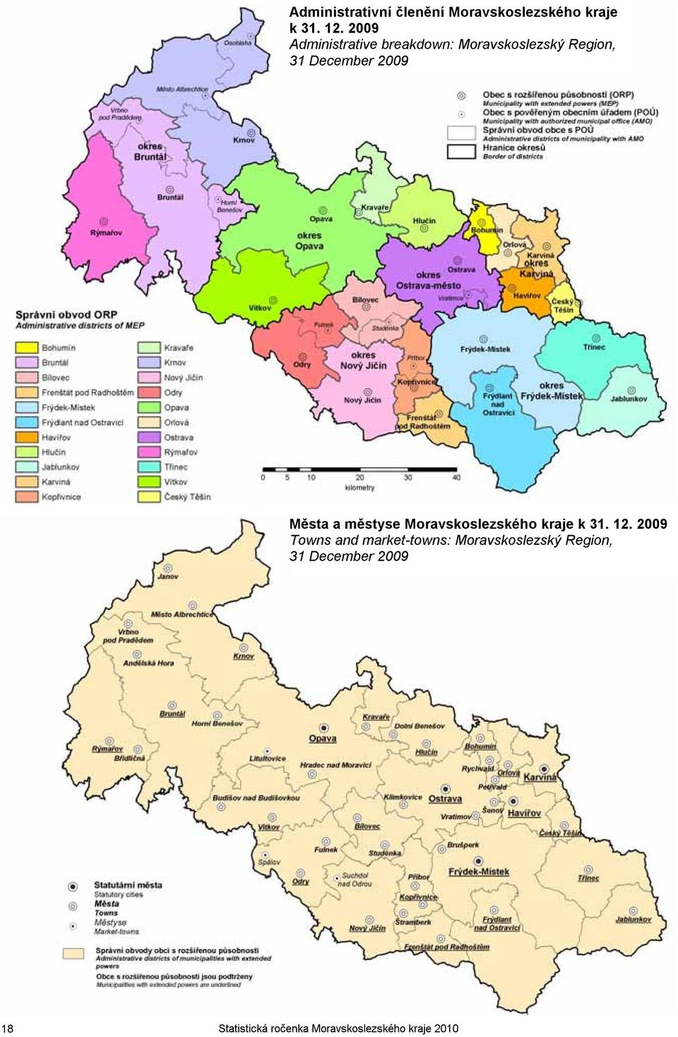 Města a městyse Moravskoslezského kraje k 31. 12.