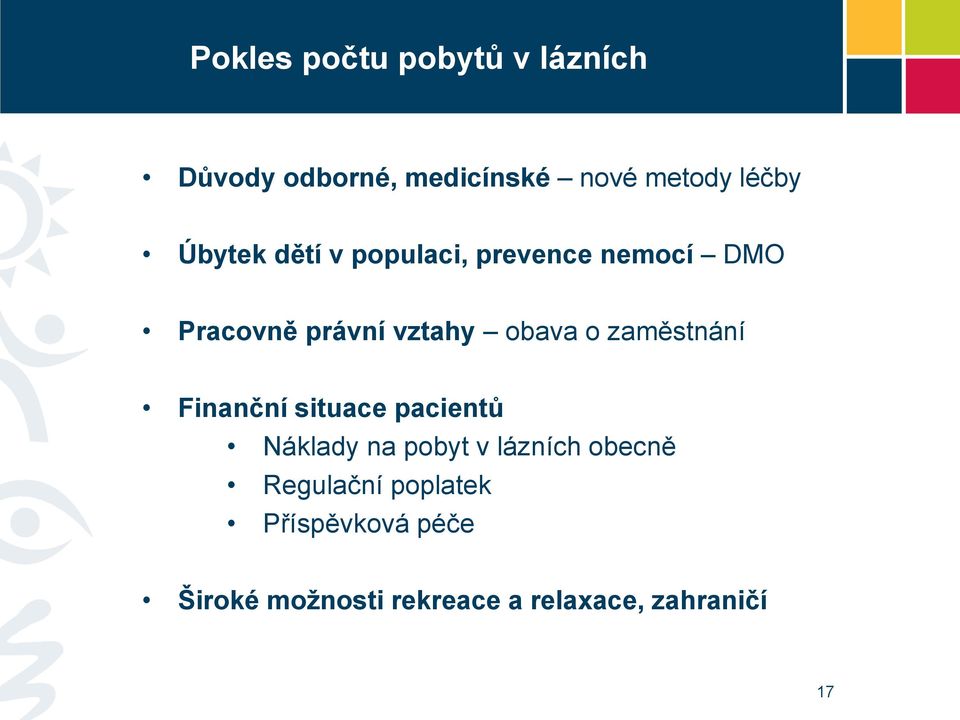 zaměstnání Finanční situace pacientů Náklady na pobyt v lázních obecně