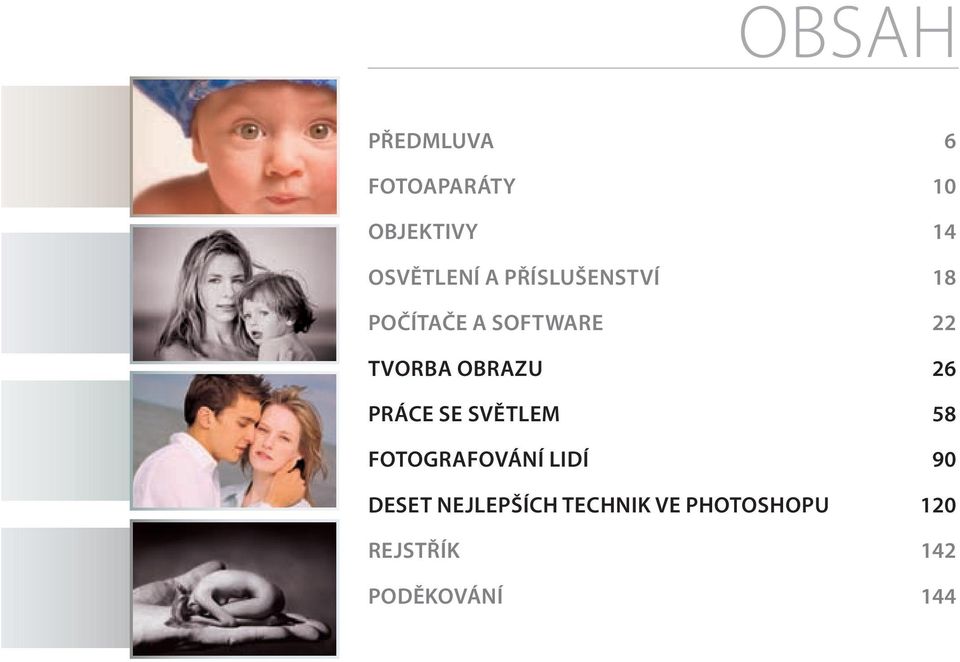 26 PRÁCE SE SVĚTLEM 58 FOTOGRAFOVÁNÍ LIDÍ 90 DESET