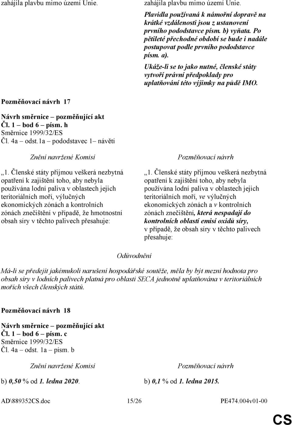 Ukáže-li se to jako nutné, členské státy vytvoří právní předpoklady pro uplatňování této výjimky na půdě IMO. 17 Čl. 1 bod 6 písm. h Čl. 4a odst.1a pododstavec 1 návětí 1.