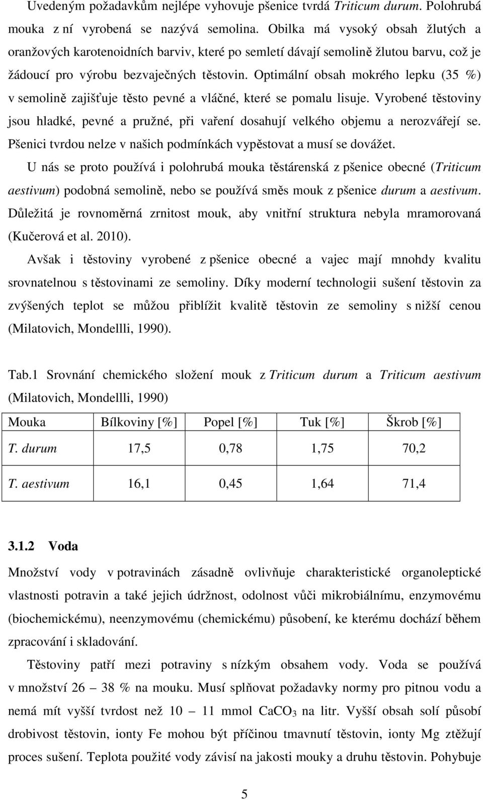 Optimální obsah mokrého lepku (35 %) v semolině zajišťuje těsto pevné a vláčné, které se pomalu lisuje.