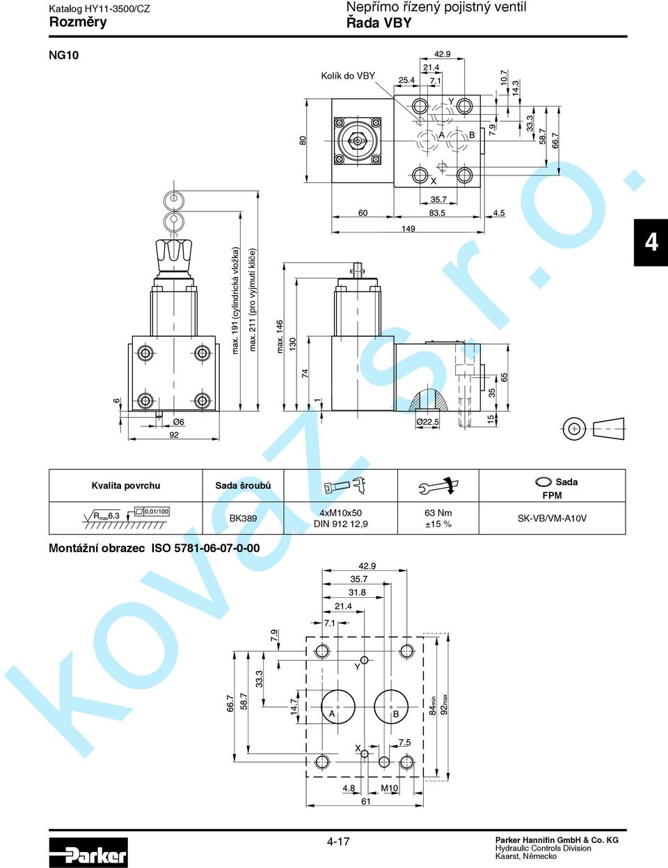 klíče) Sada šroubů BK389 Montážní obrazec ISO